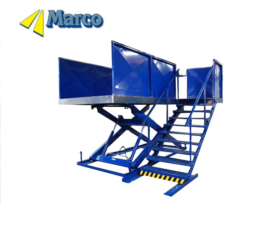 Makara kaldırma mekanizması 1000 kg kapasiteli ve bağlı merdivenli hidrolik çalışma platformu